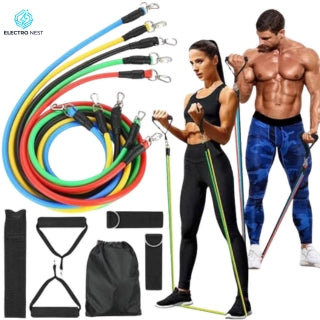 11 Pcs Fitness Resistance Bands Set (Imported)