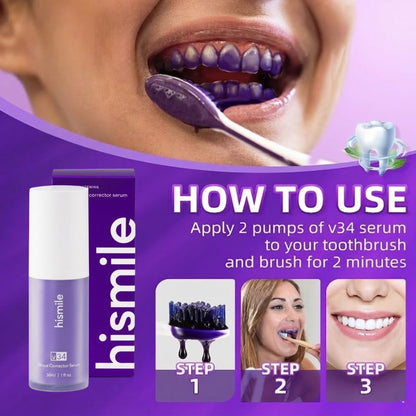HiSmile V34 Teeth Whitening Purple Toothpaste – Color Corrector for Brighter White Teeth