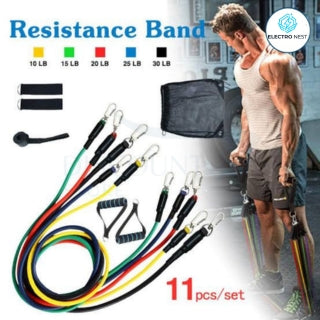 11 Pcs Fitness Resistance Bands Set (Imported)