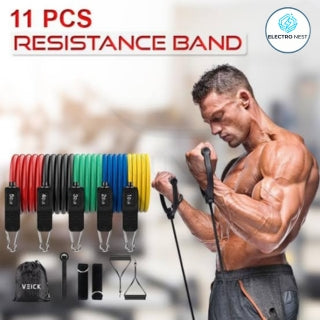11 Pcs Fitness Resistance Bands Set (Imported)
