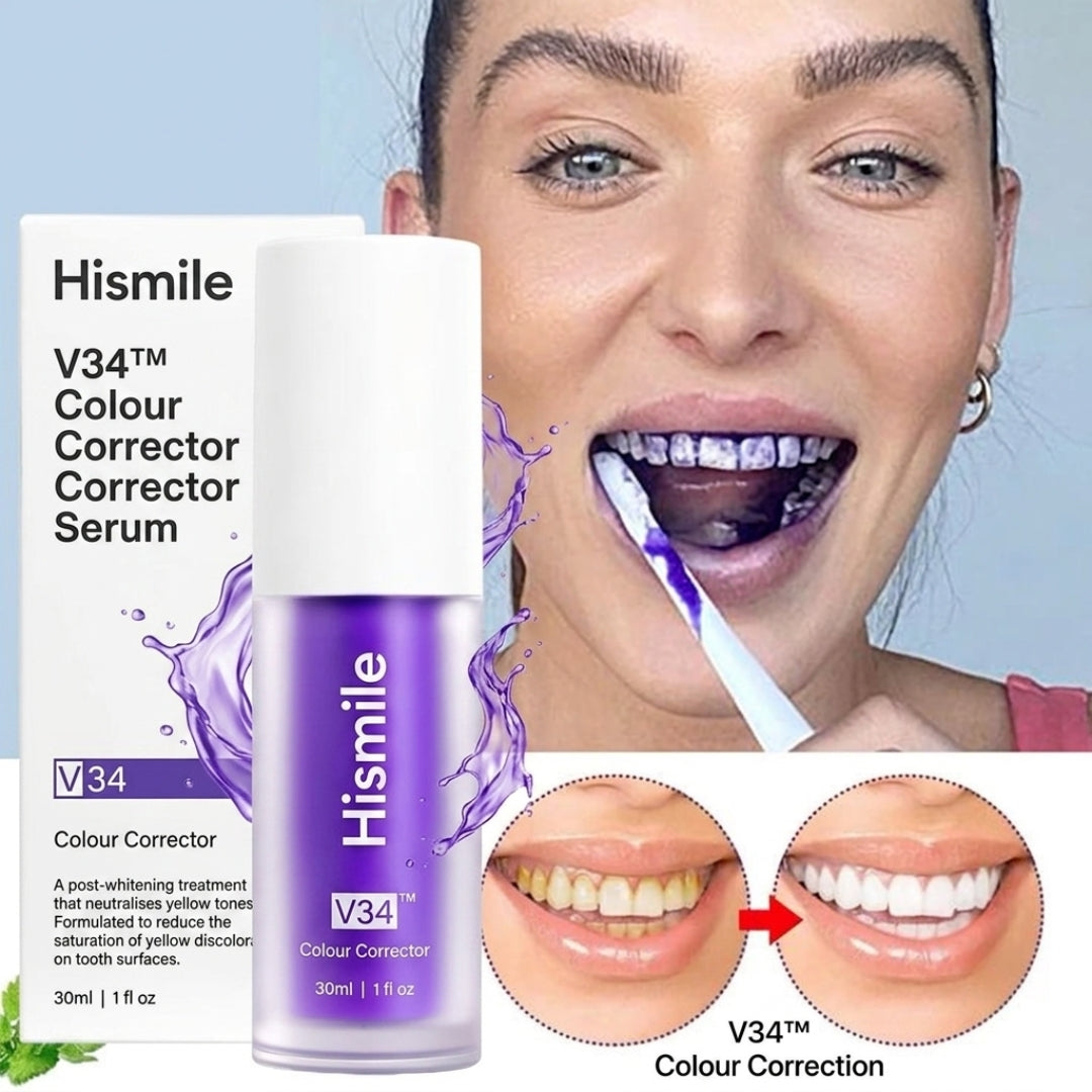 HiSmile V34 Teeth Whitening Purple Toothpaste – Color Corrector for Brighter White Teeth