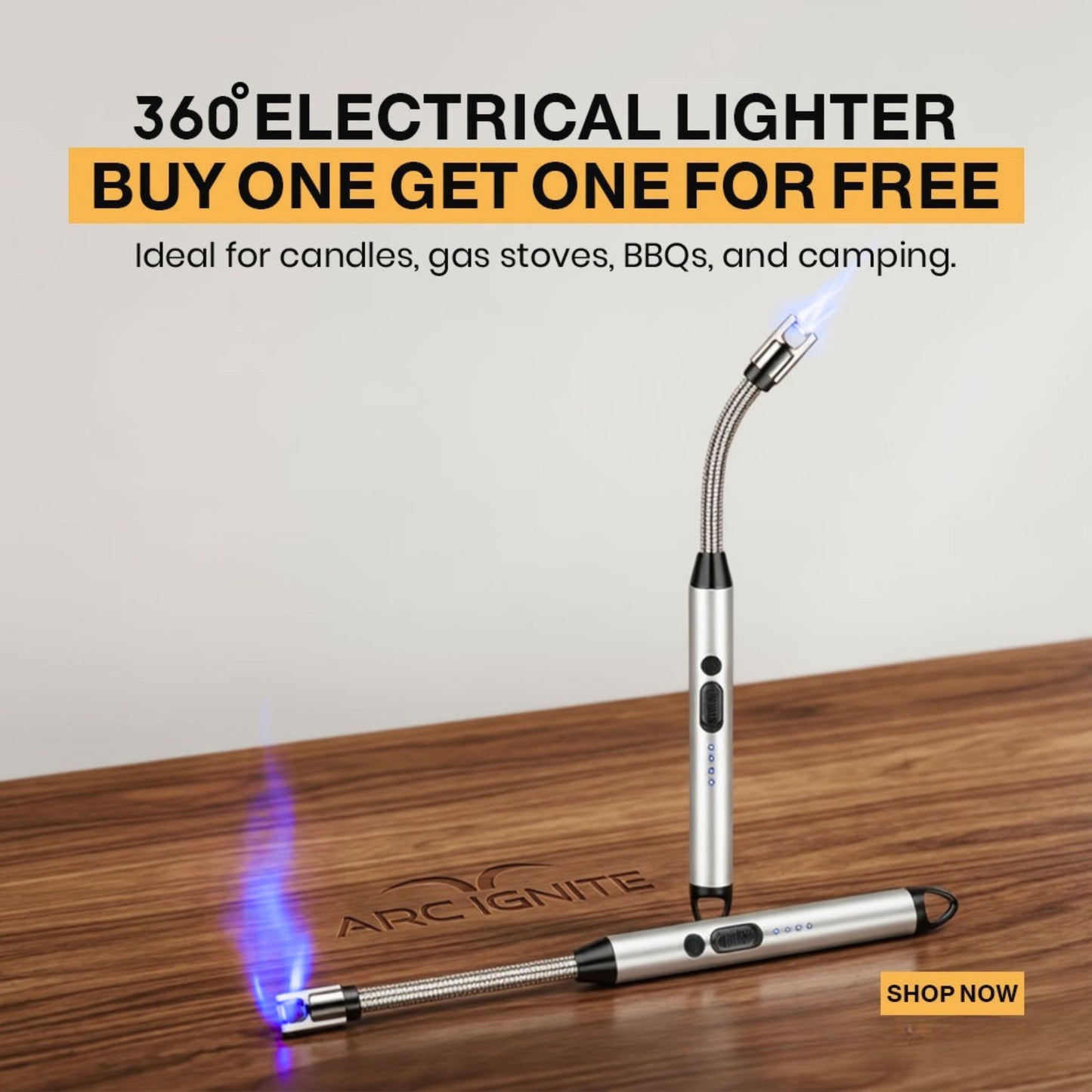 Buy 1 get 1 free 360° Electric Rechargeable Arc Lighter | Kitchen Electric Lighter Type C